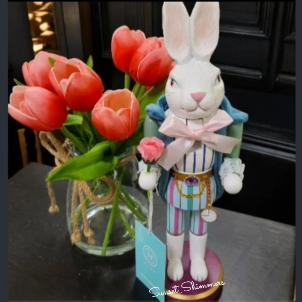 Jeweled Victorian Gentleman Easter Bunny Nutcracker Bow Tie Clock Pocket Watch